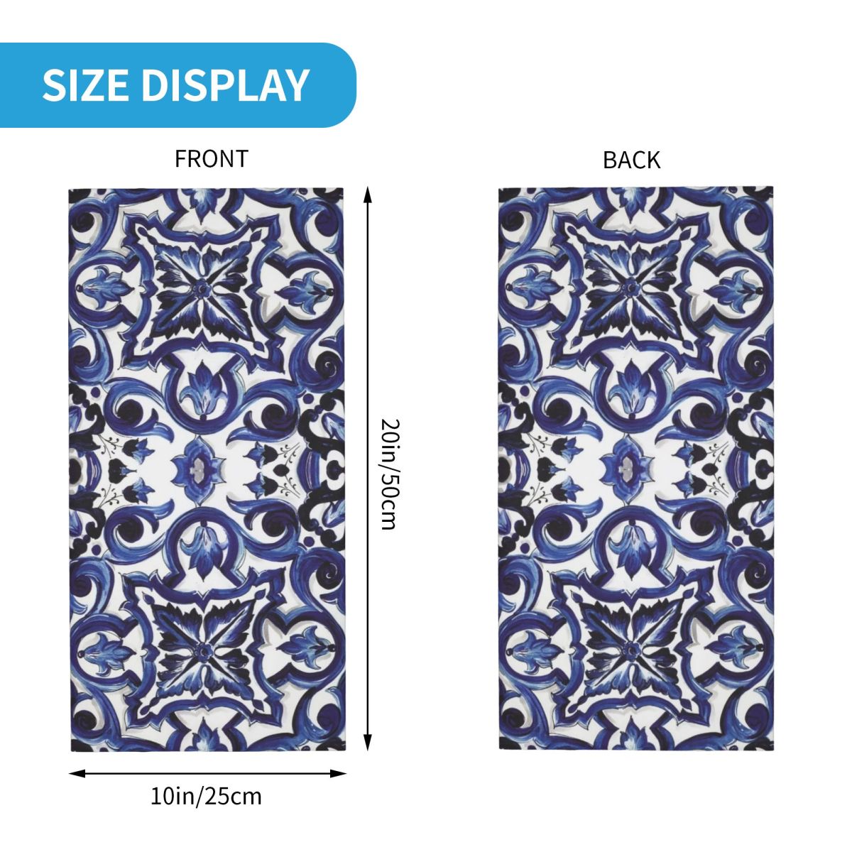 Blue Ornate Floral Mediterrane - Cycling Face Mask 评论和价格