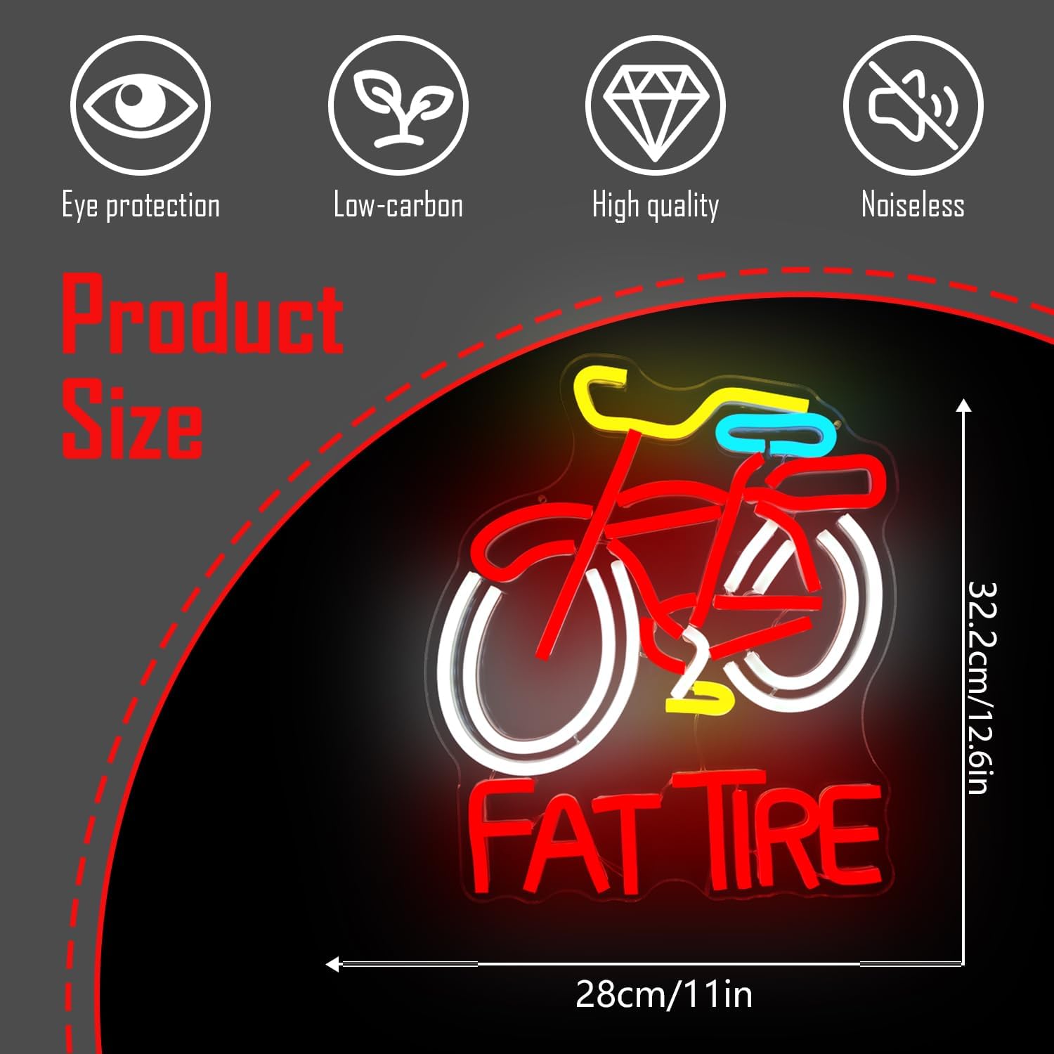 Fat Tire Bike LED Neon Sign US - Cycling Gear Indoor 评论和价格
