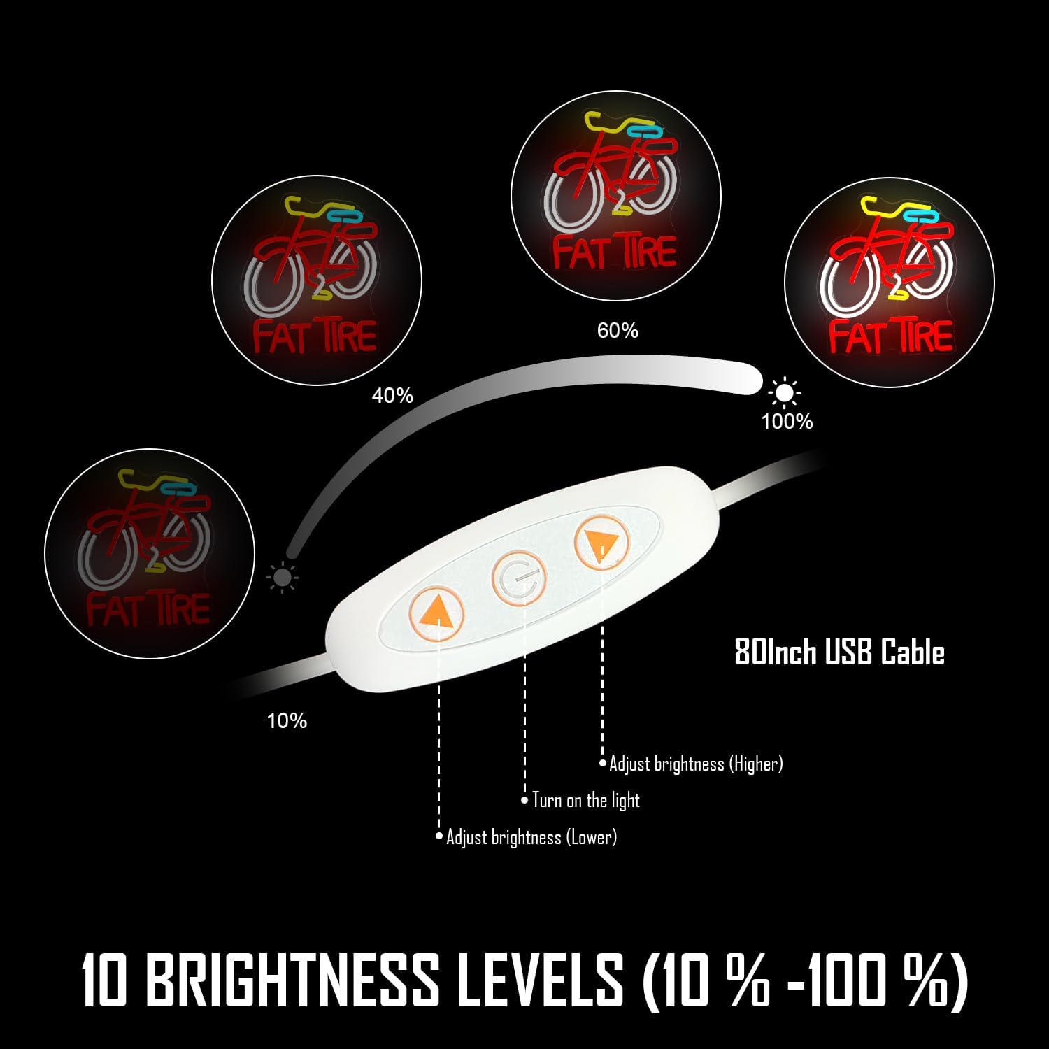 Fat Tire Bike LED Neon Sign US - Cycling Gear Indoor 评论和价格