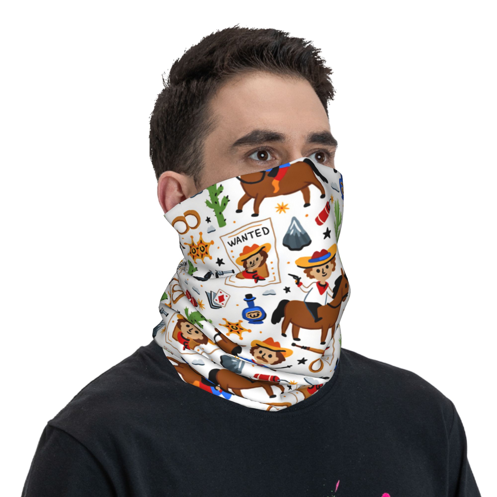Cartoon Kids Western Cowboy Ba - Cycling Face Mask 评论和价格