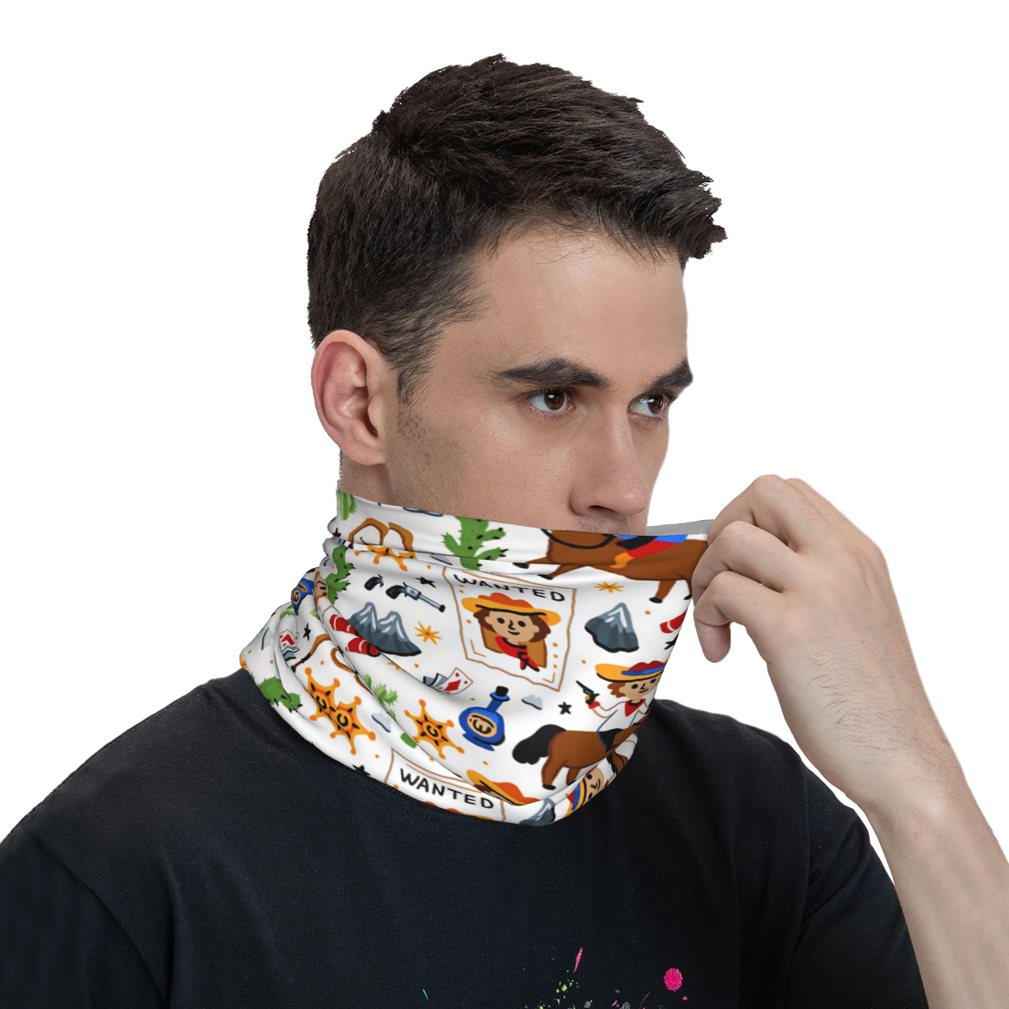 Cartoon Kids Western Cowboy Ba - Cycling Face Mask 评论和价格