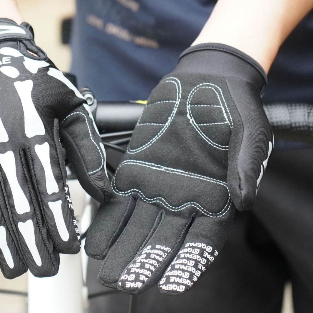 1Pair Skeleton Bike Gloves Ful - Cycling Gear Gifts 评论和价格