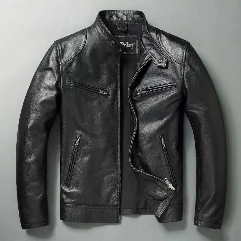 Genuine Leather Jacket Men 100 - Cycling Gear Winter 评论和价格