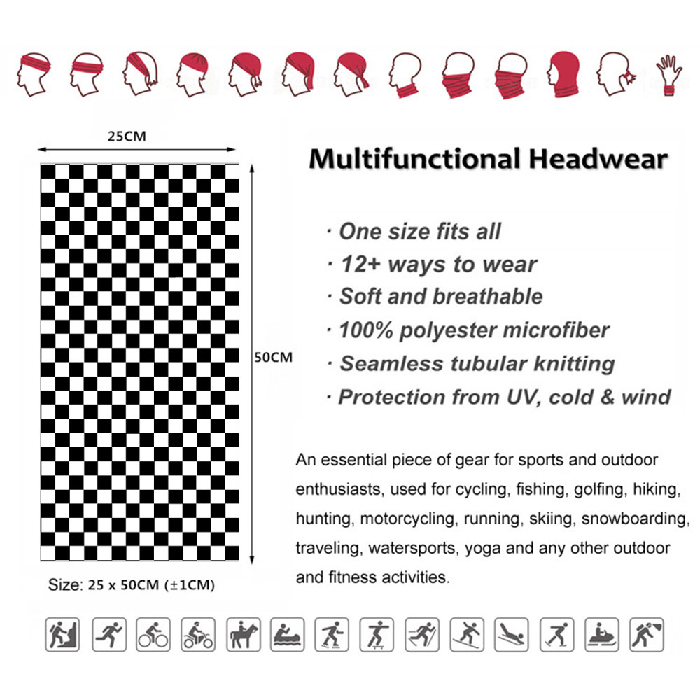Checkered Ska Printed Headband - Cycling Gear Man 评论和价格
